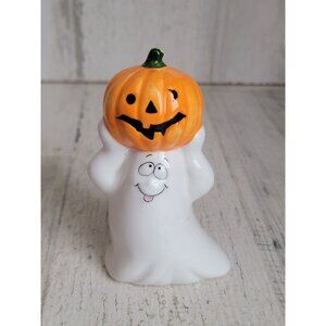 Vintage ceramic ghost holding pumpkin Halloween‎ figure